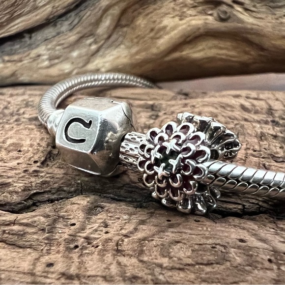 NWT Authentic CHAMILIA Blooming Zinnia Burgundy Charm Flower 925 Garden Swarovsk - Picture 2 of 6